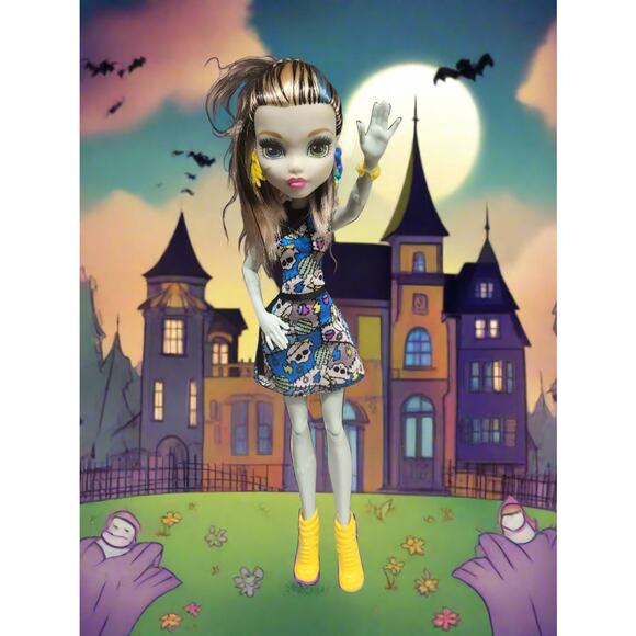 2015 Mattel Monster High Frankie Stein 11" Skull Dress Yellow Boots Doll - Picture 1 of 5